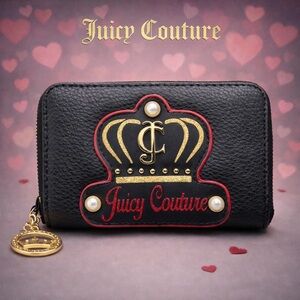 JUICY COUTURE Royal Crystal Wallet – Black | Crown Logo | MSRP $39 | NWT